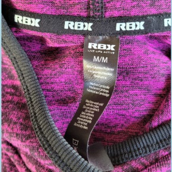 RBK Reebok Magenta Black Tweed Hoodie Athletic Top M Kangaroo Pockets - Picture 4 of 4
